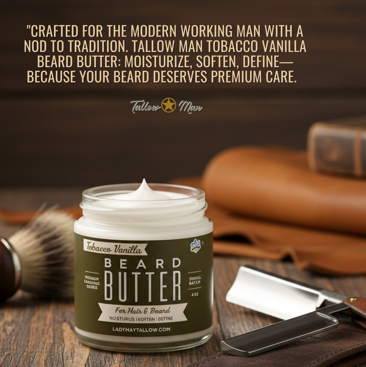 Tallow Man Bay Rum Beard + Body Butter | Men's Grooming | 9oz