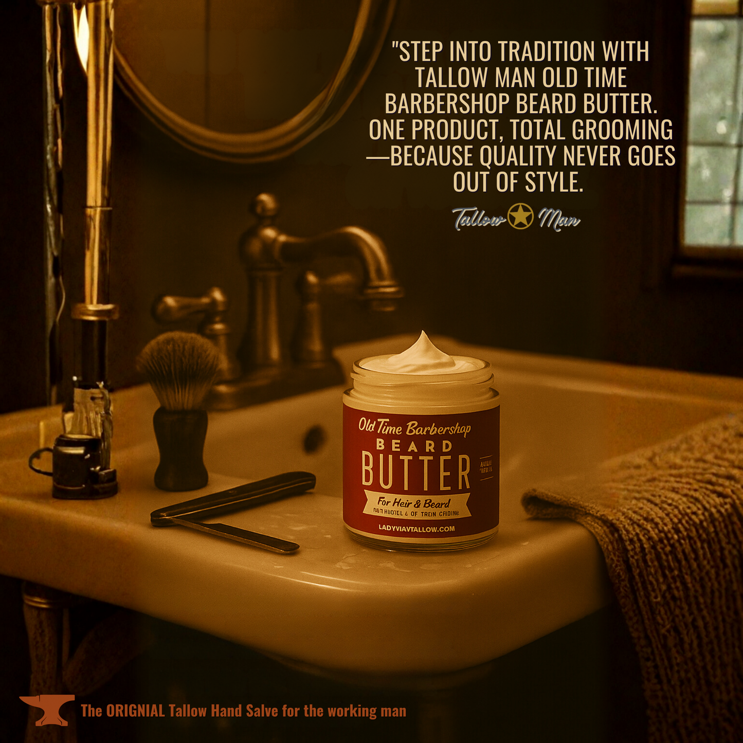 Tallow Man Old Time Barbershop Beard + Body Butter | Men's Grooming | 9oz