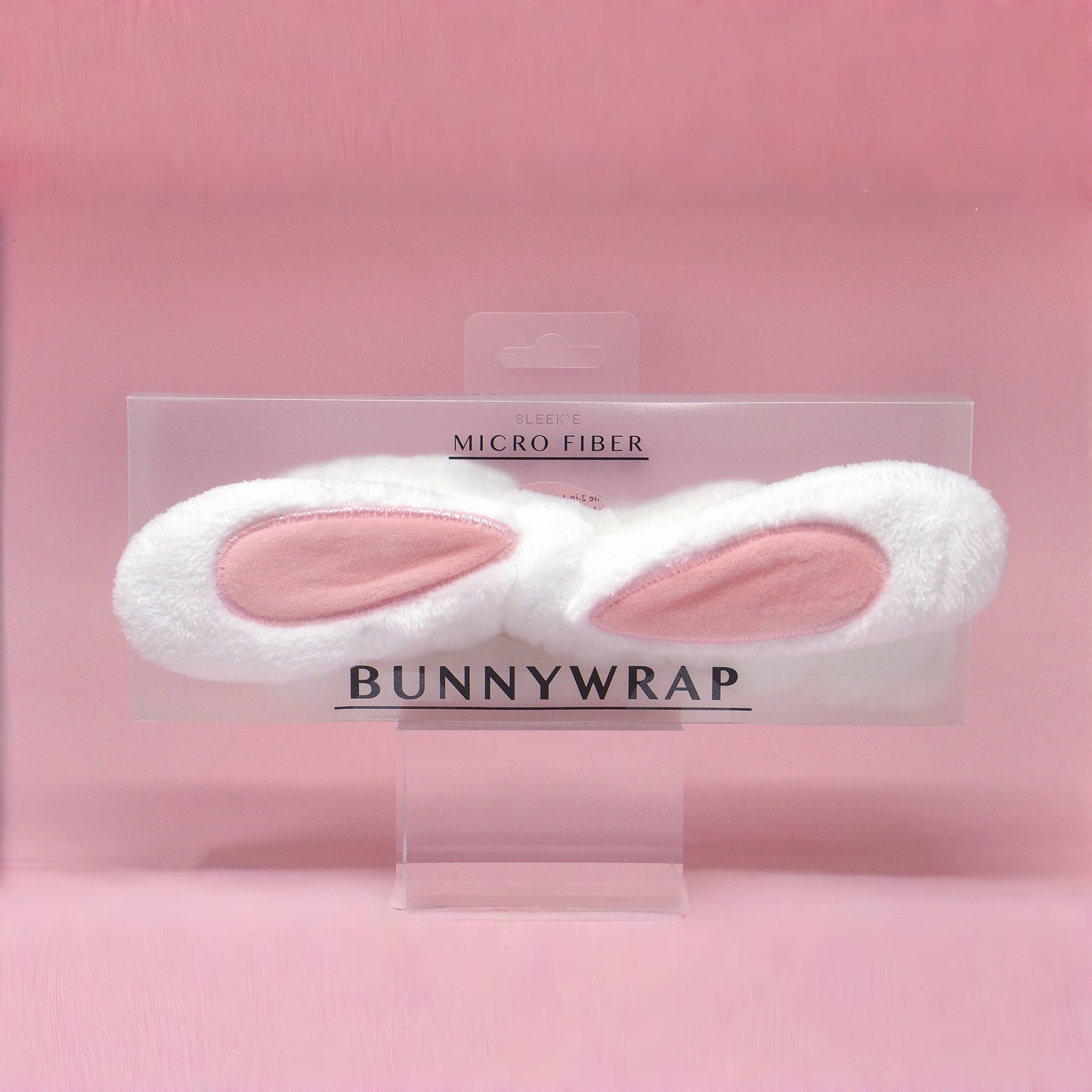 Double the Fluff Microfiber BunnyWrap Headband Duo – Pink & White Set of 2