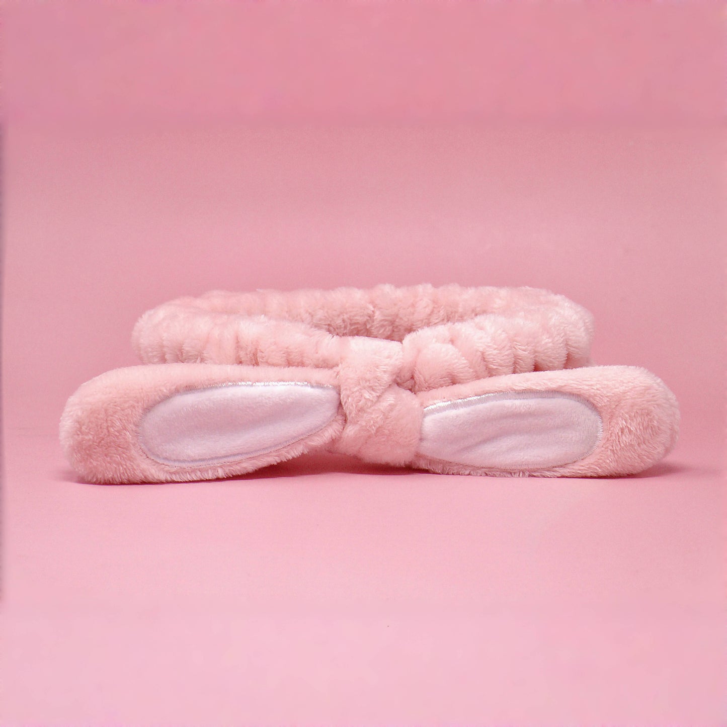 Double the Fluff Microfiber BunnyWrap Headband Duo – Pink & White Set of 2
