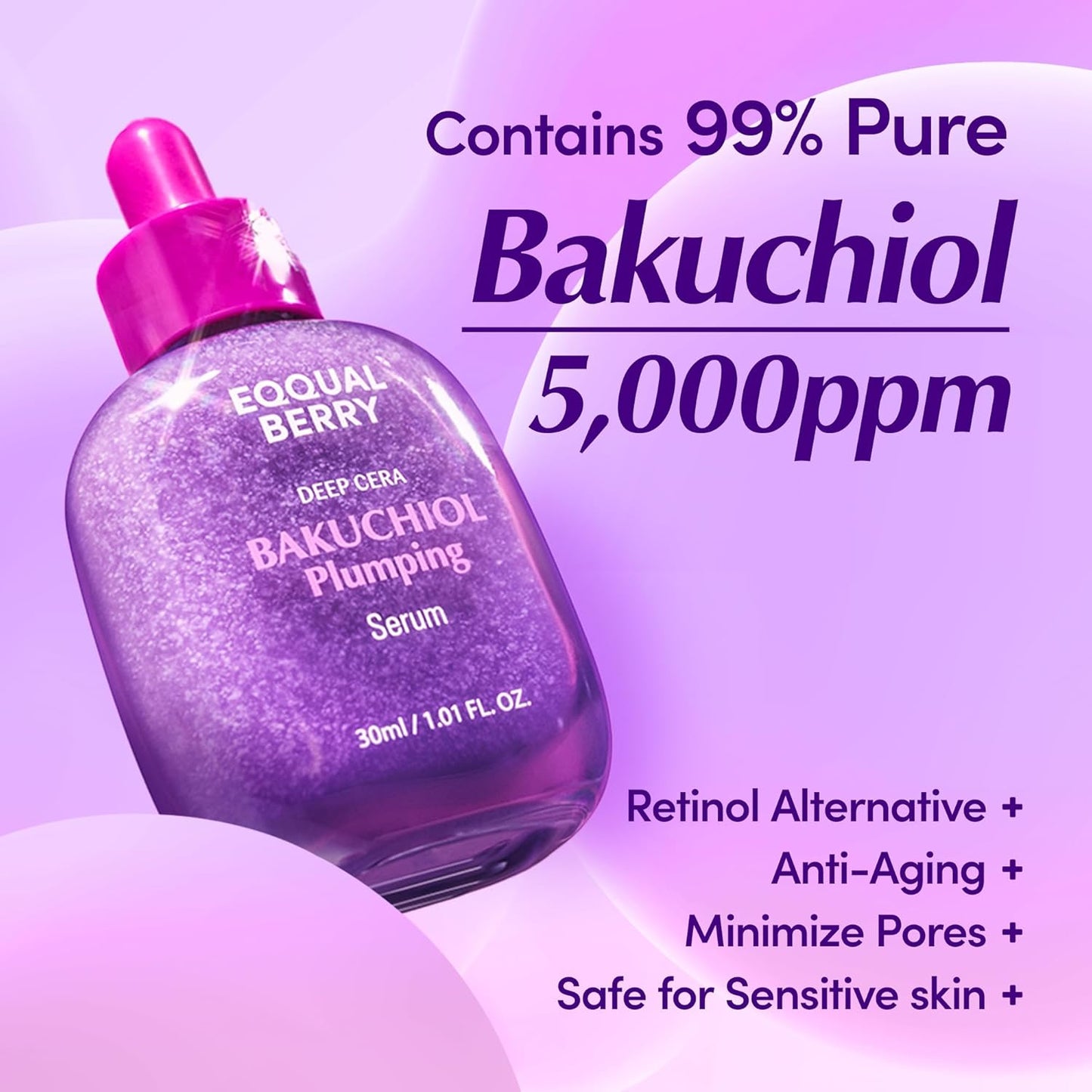 EQQUALBERRY Deep Cera Bakuchiol Plumping Serum | 5-Ceramide Barrier Repair