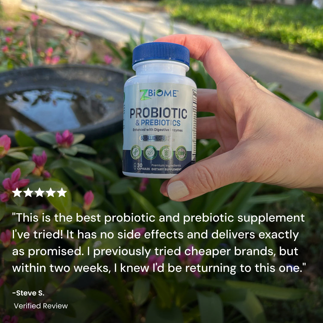 ZBIOME Probiotic + Prebiotic + Digestive Enzymes | Complete Gut Health Support