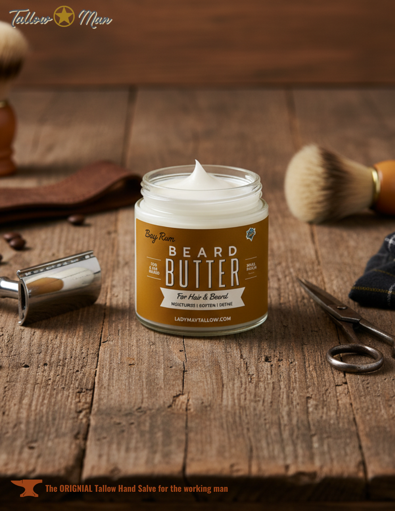 Tallow Man Bay Rum Beard + Body Butter | Men's Grooming | 9oz