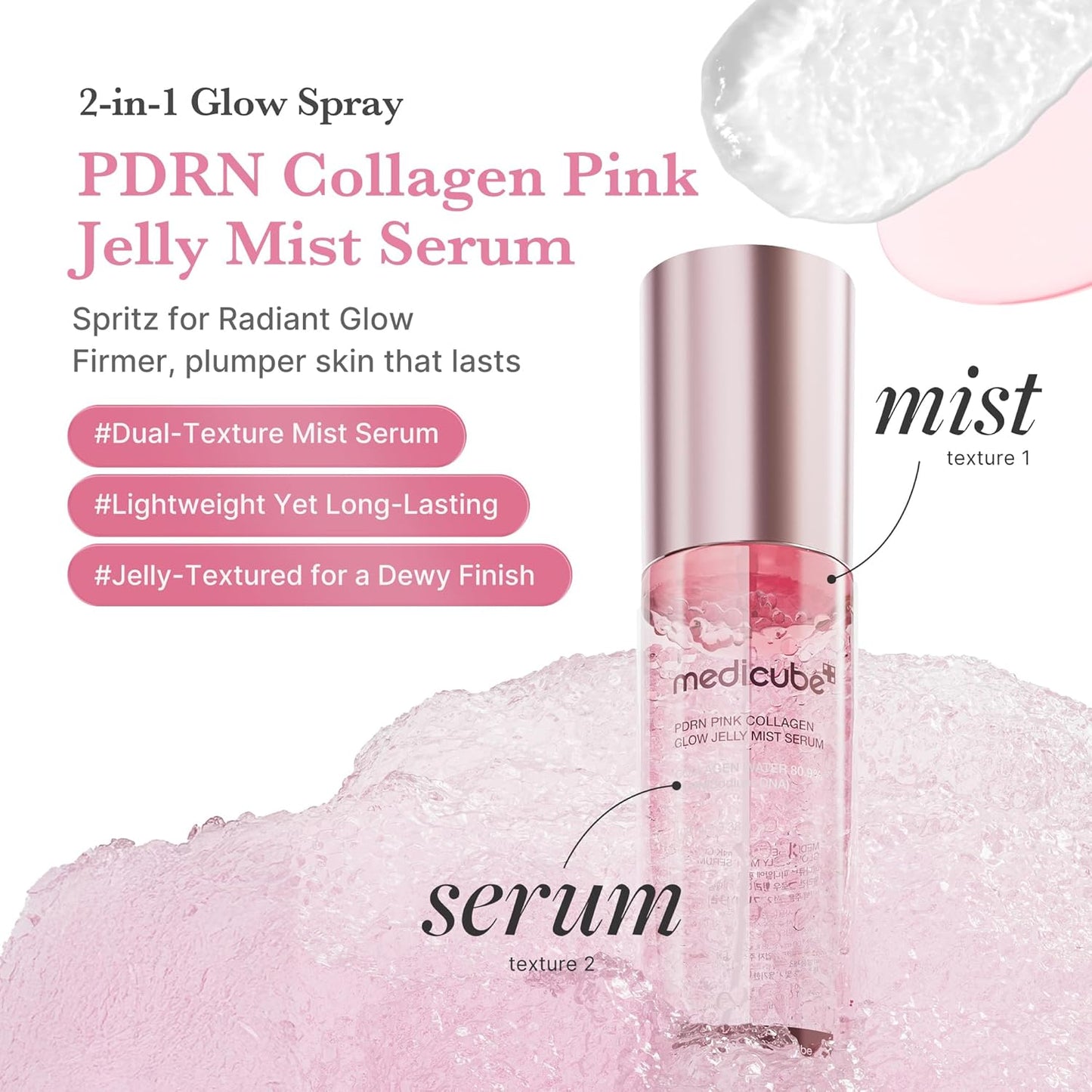 Medicube PDRN Pink Collagen Glow Jelly Mist | Niacinamide + Glutathione Brightening