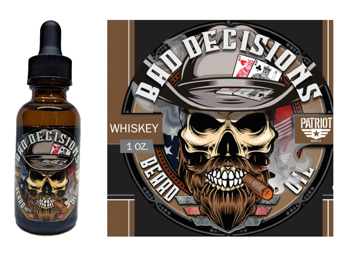 Bad Decisions 1oz Natural Beard Oil – Cedar, Sandalwood & American Bourbon