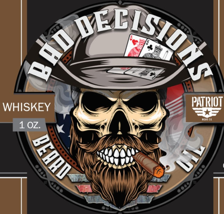 Bad Decisions 1oz Natural Beard Oil – Cedar, Sandalwood & American Bourbon