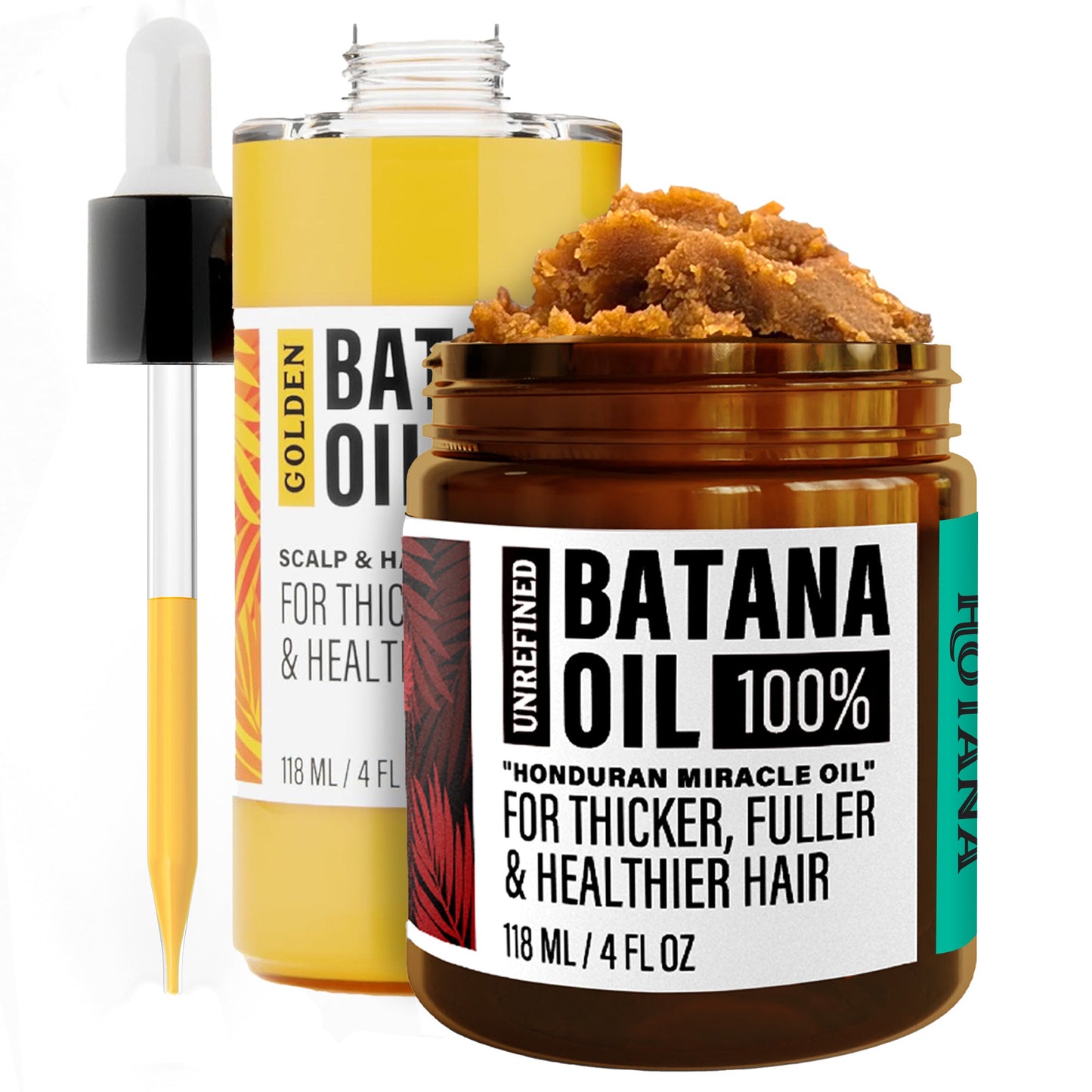 Unrefined & Golden Batana Oil Duo – Ultimate Hair Growth & Revival Bundle | 2 x 4oz