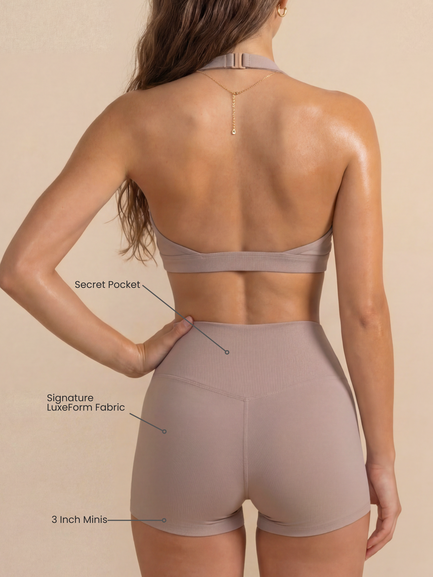 Runner's Athletics LuxeForm Mini Sculpting Shorts 3" — Taupe