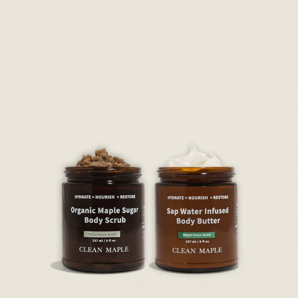 The Glow Set – Organic Maple Sugar Scrub & Body Butter Duo by Clean Maple