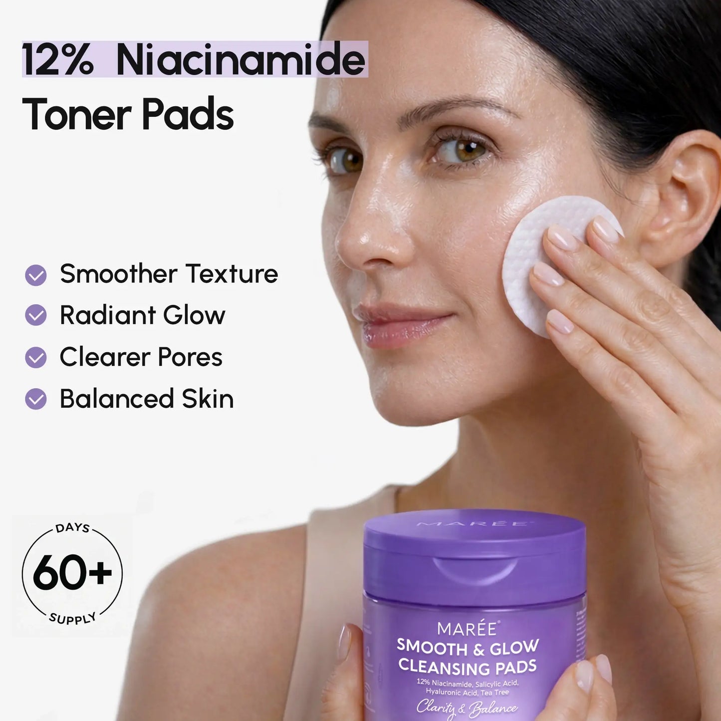 Maree 12% Niacinamide Smooth & Glow Exfoliating Pads
