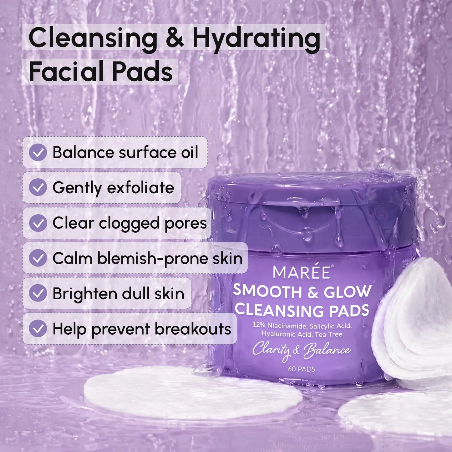 Maree 12% Niacinamide Smooth & Glow Exfoliating Pads