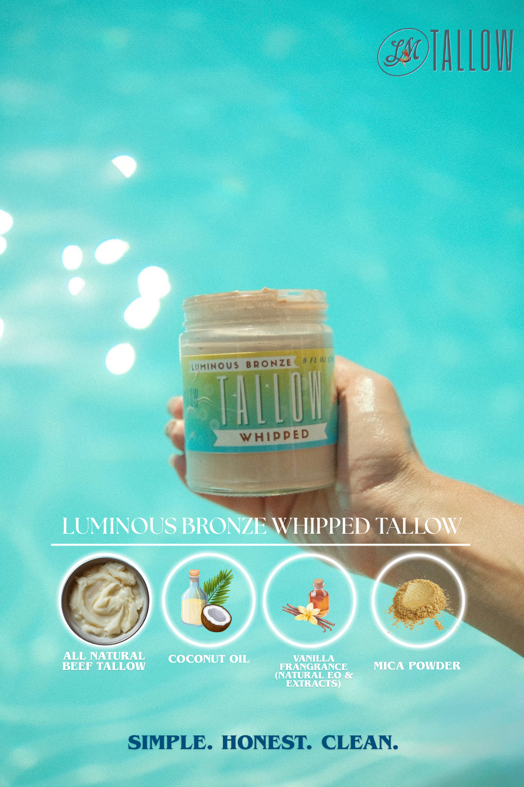 Luminous Bronze Whipped Tallow Moisturizer | Natural Bronzing Body Butter