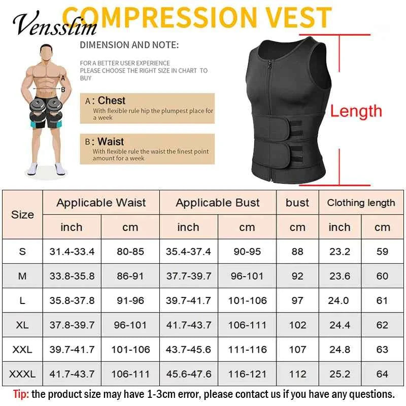 Men’s Slimming Compression Body Shaper Waist Trainer Vest