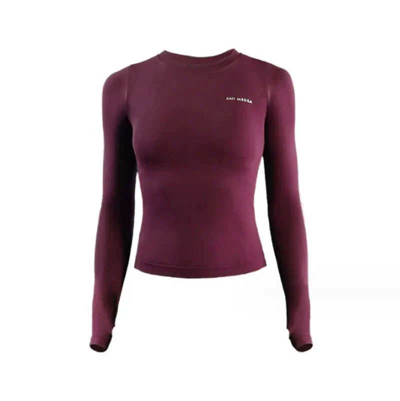 Women's Long Sleeve Yoga Shirt – Quick-Dry Nylon Activewear Top