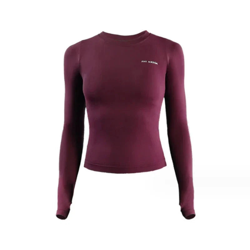 Women's Long Sleeve Yoga Shirt – Quick-Dry Nylon Activewear Top