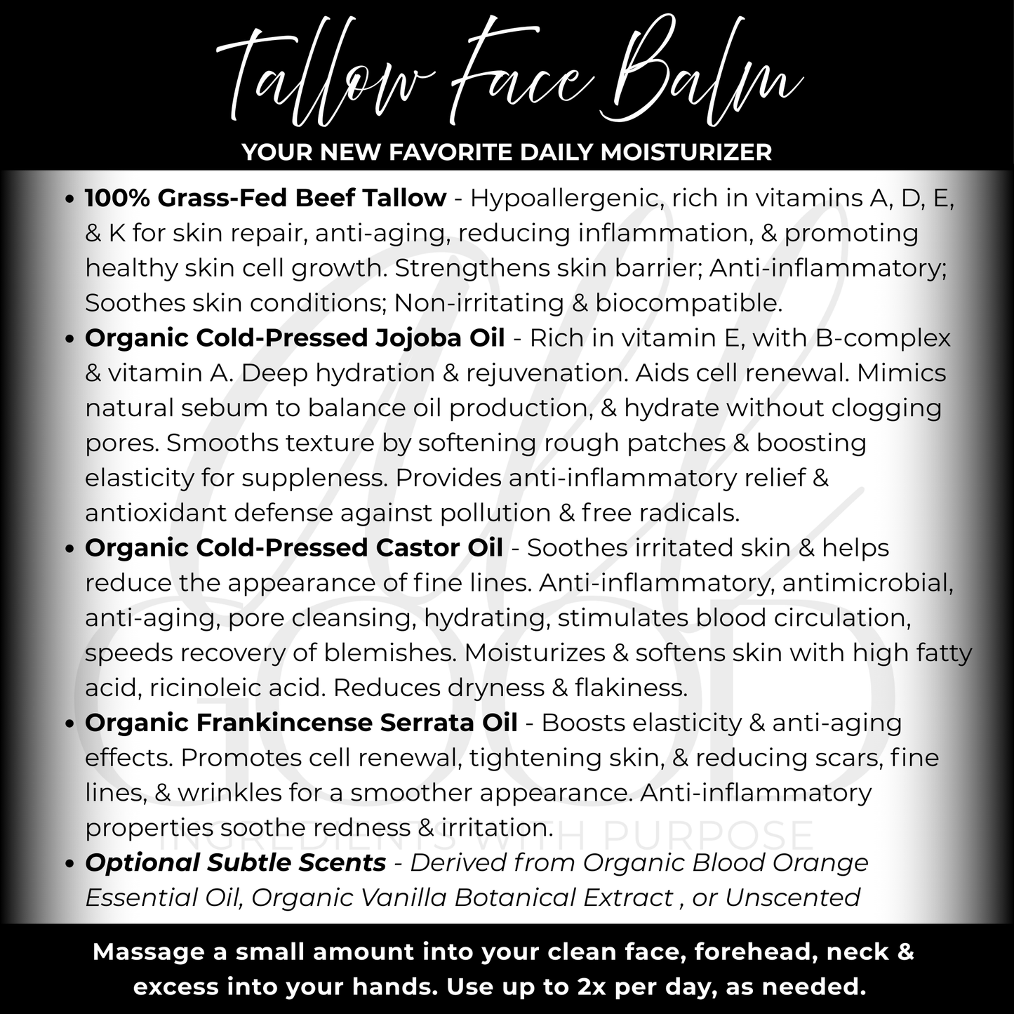 Tallow Face Balm – Vain'illa | Grass-Fed Tallow & Vanilla