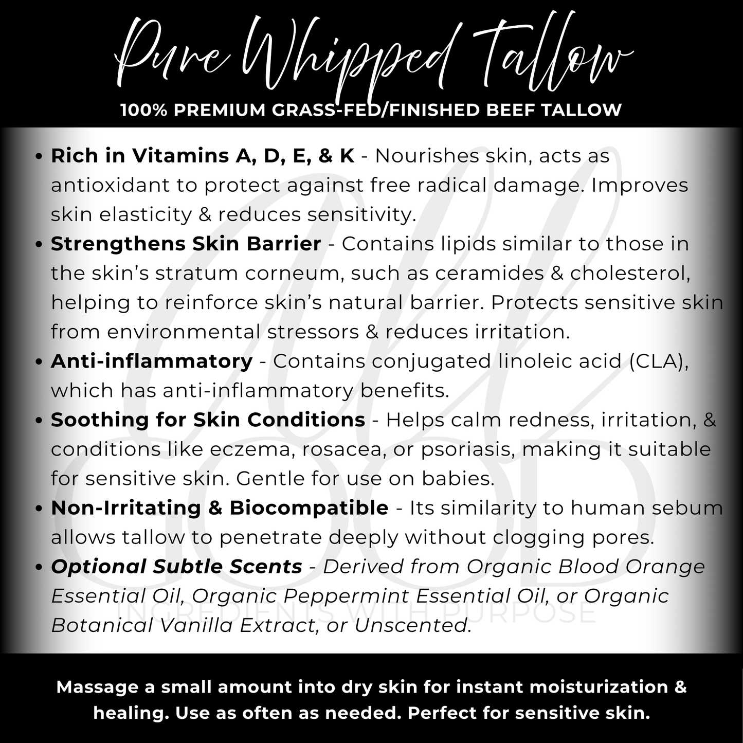 Pure Whipped Tallow Balm – Vanilla | 4oz Grass-Fed