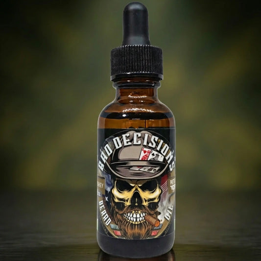 Bad Decisions 1oz Natural Beard Oil – Cedar, Sandalwood & American Bourbon