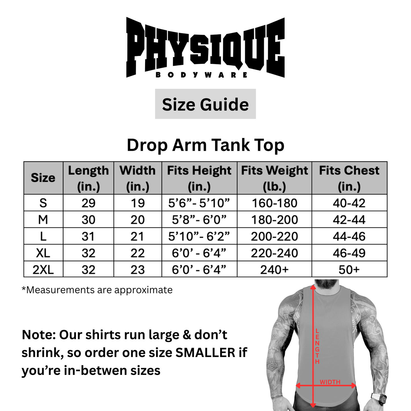 Drop Arm Tank Top – Slim Fit Racerback Gym Tank | Physique Bodyware