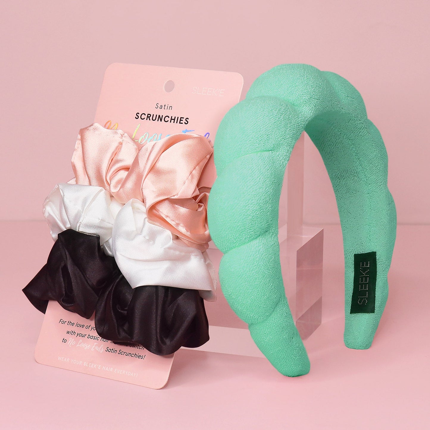 Cloud Nine Hair Essentials Bundle – Spa Headband & Satin Scrunchies