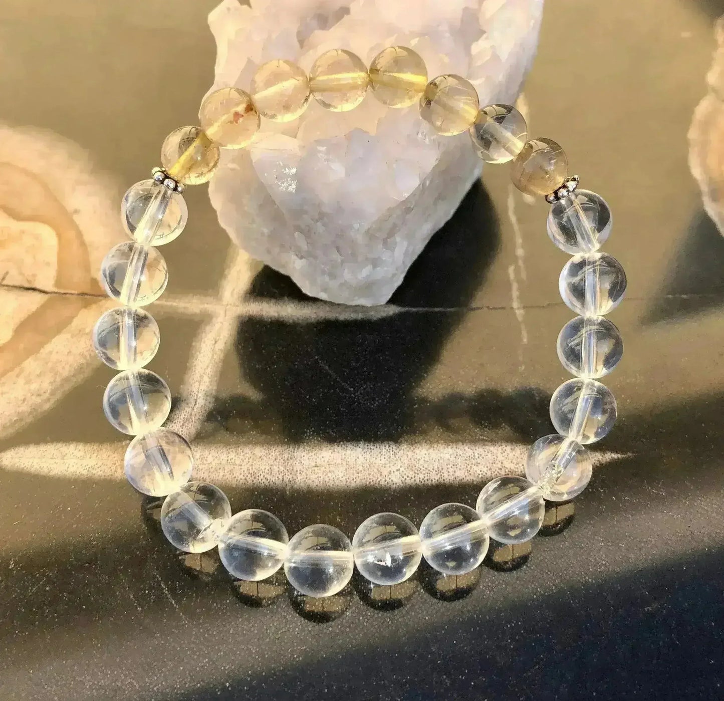 Rutilated Citrine & Crystal Quartz Chakra Healing Bracelet