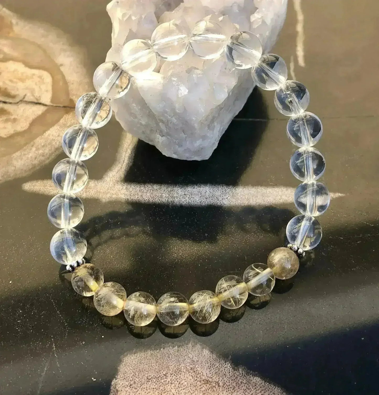 Rutilated Citrine & Crystal Quartz Chakra Healing Bracelet