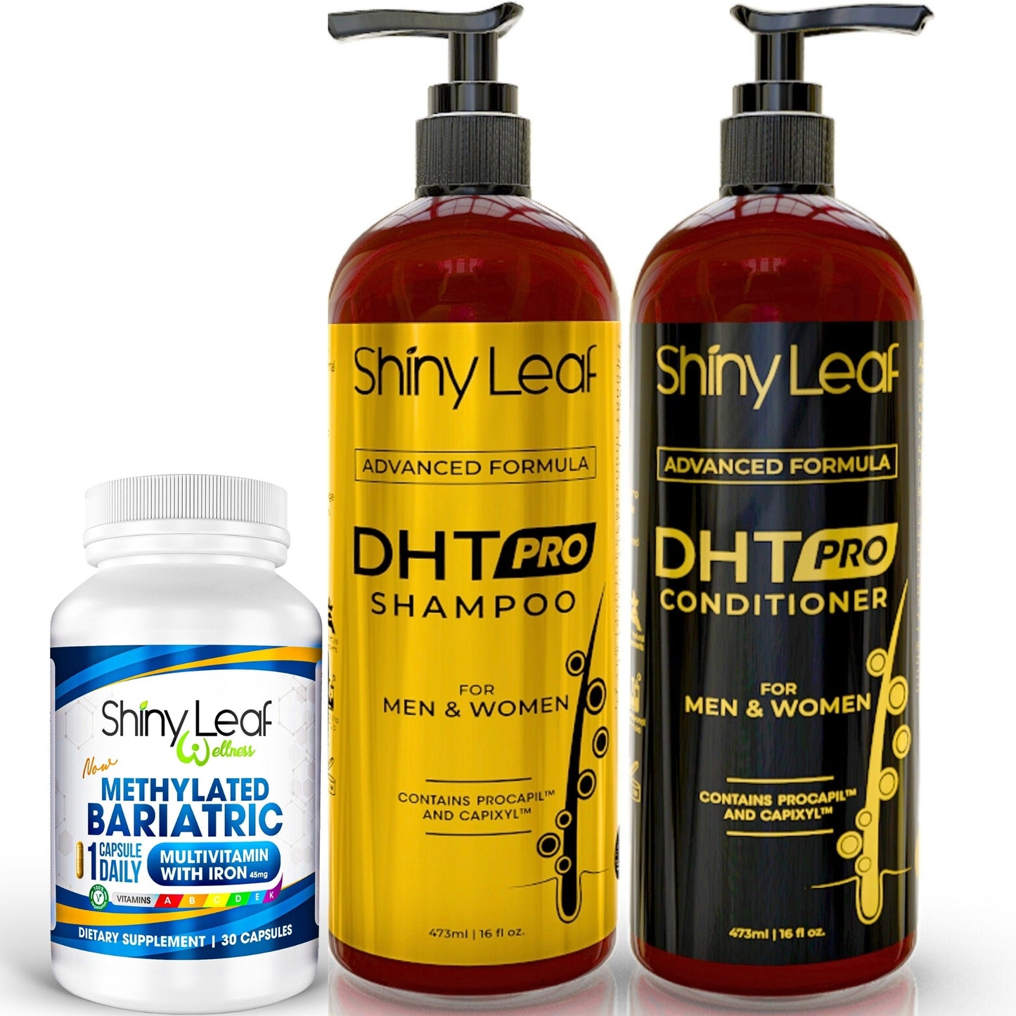 Bariatric Hair Care Bundle | Multivitamin with Iron + DHT Pro Shampoo & Conditioner