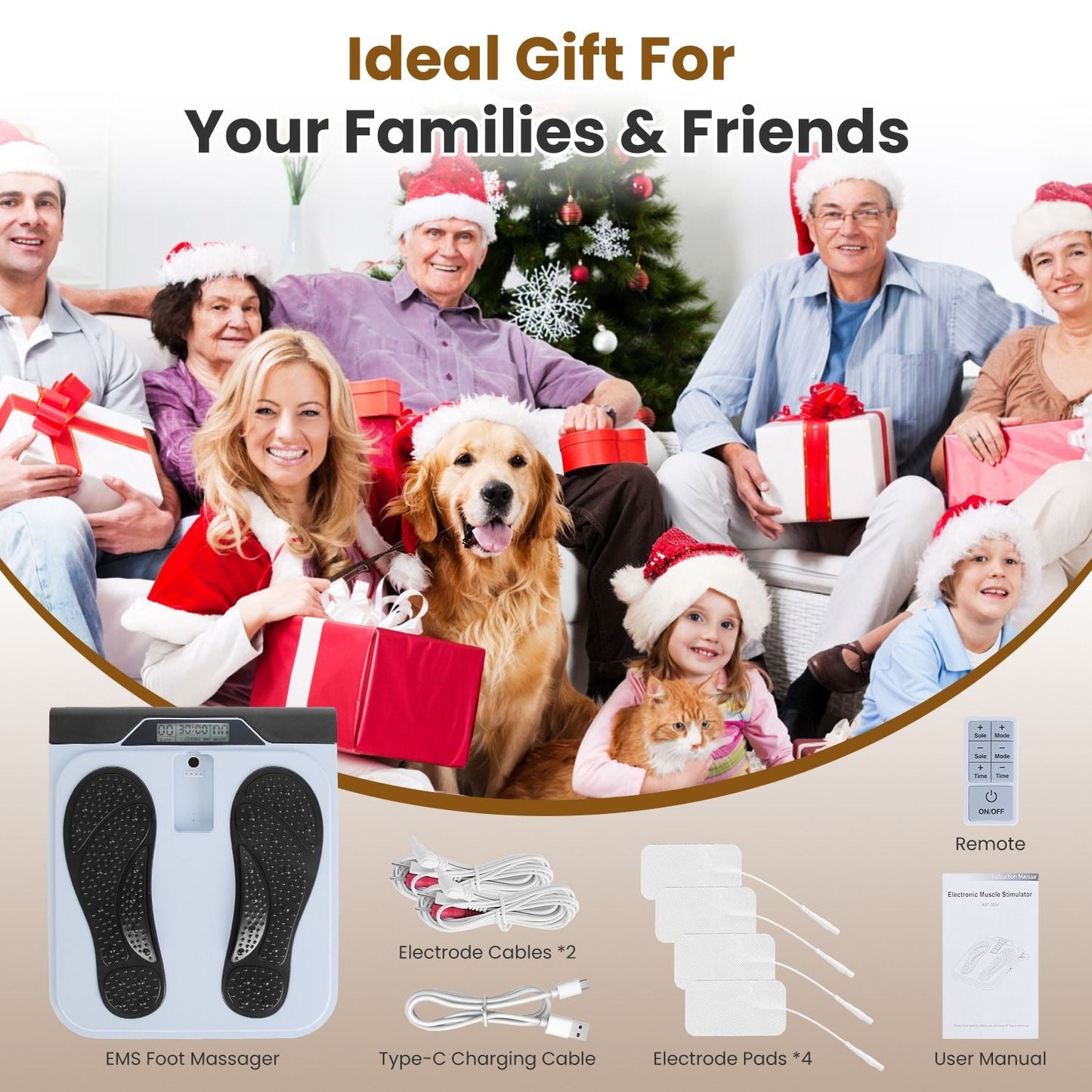 Rechargeable EMS & TENS Foot Massager with Remote Control