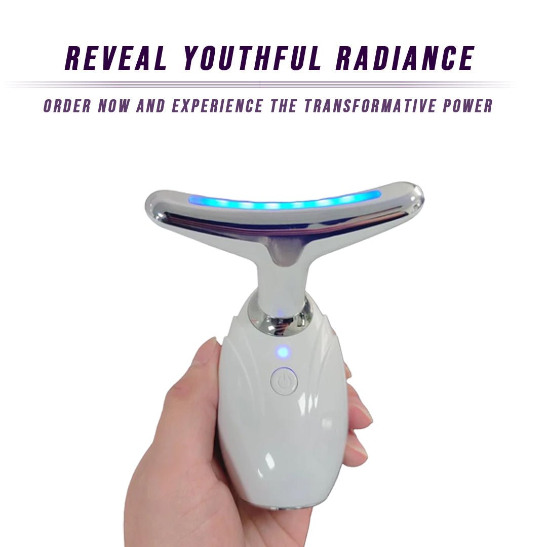 Neck & Face Lifting LED Therapy Massager – Ultrasonic, Microcurrent & LED Anti-Aging Device