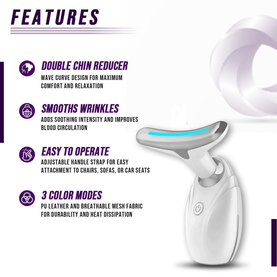 Neck & Face Lifting LED Therapy Massager – Ultrasonic, Microcurrent & LED Anti-Aging Device