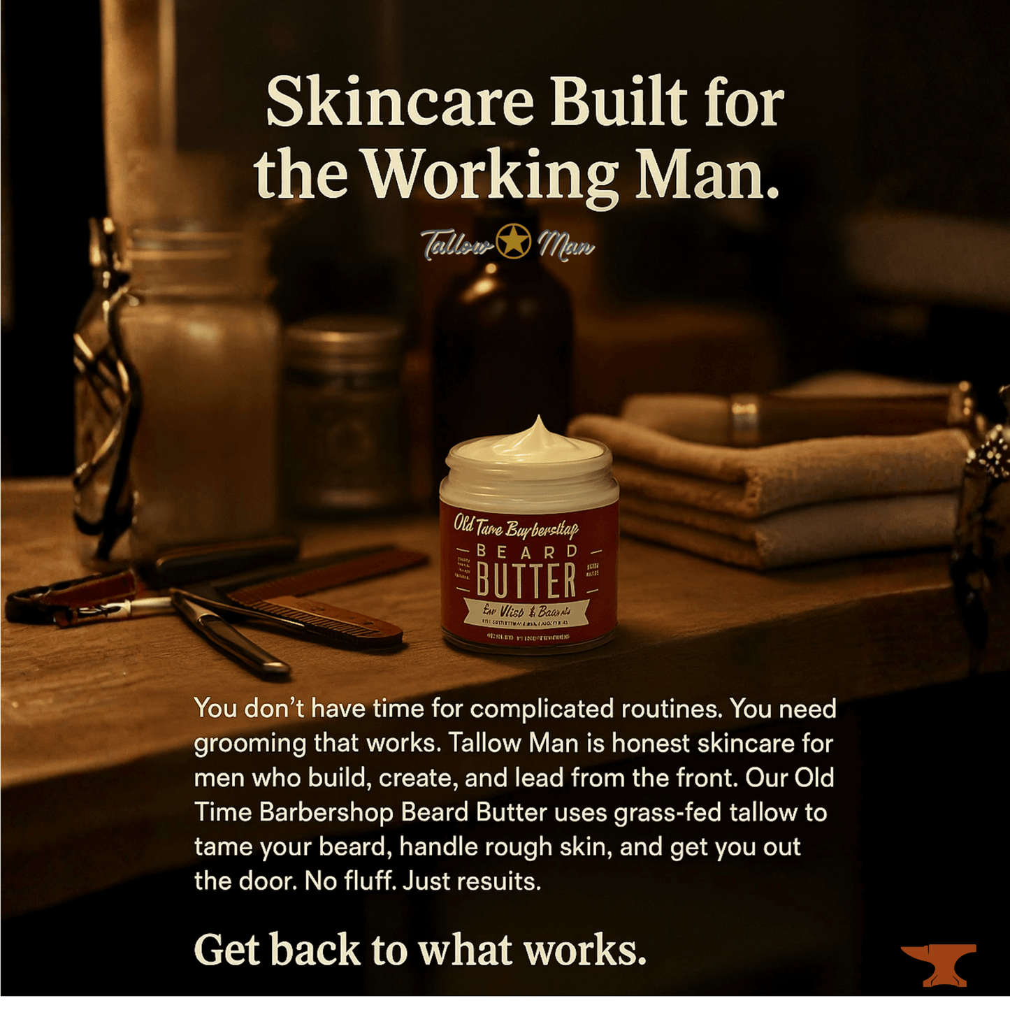 Tallow Man Old Time Barbershop Beard + Body Butter | Men's Grooming | 9oz