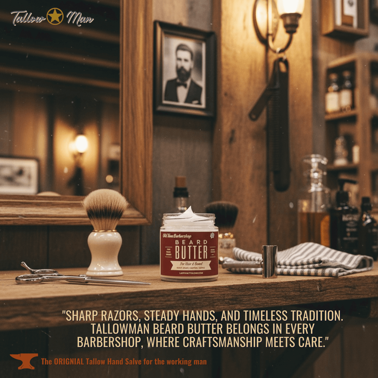 Tallow Man Old Time Barbershop Beard + Body Butter | Men's Grooming | 9oz