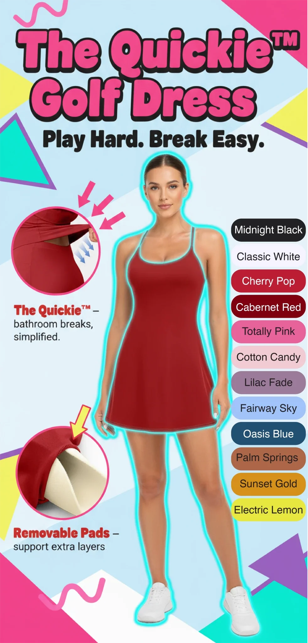 The Quickie™ Active Women's Golf Dress | Built-In Shorts + Four-Way Stretch