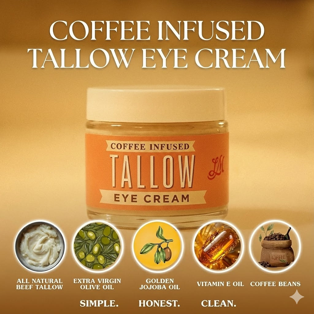 Coffee-Infused Tallow Eye Cream | Brighten, Firm & De-Puff Naturally