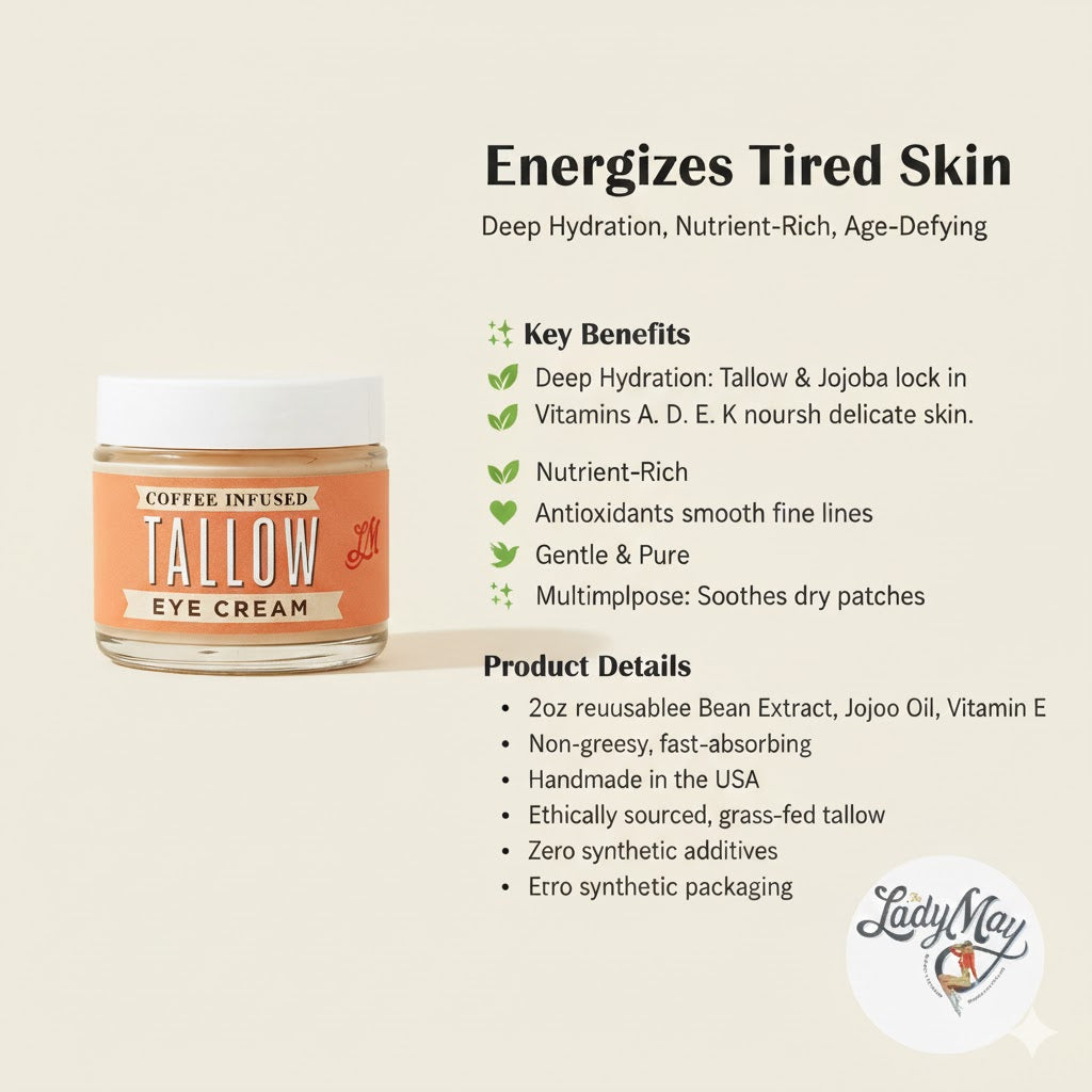 Coffee-Infused Tallow Eye Cream | Brighten, Firm & De-Puff Naturally